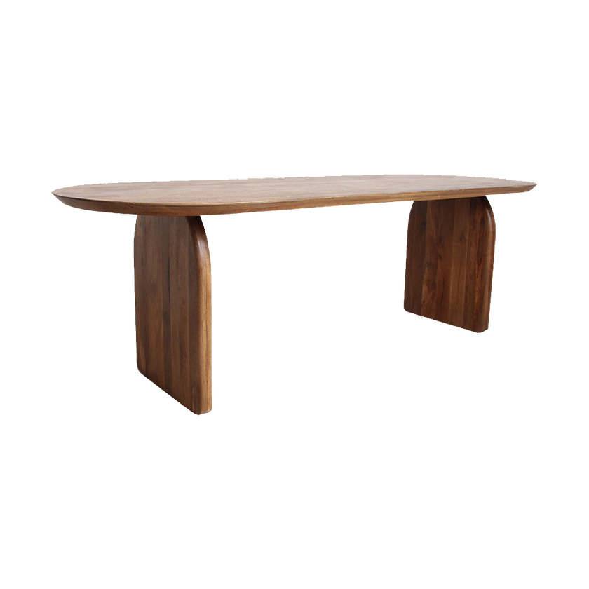 Bullnose eettafel bruin gesloten onderstel