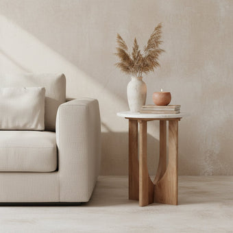 Kuching bijzettafel marmer wit - 30x30x50 cm