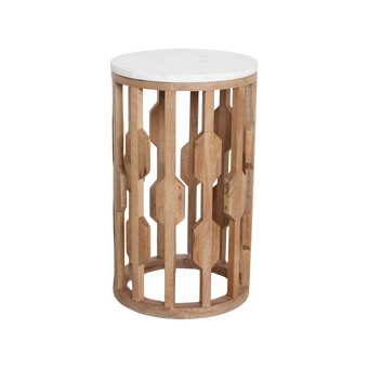 Atjeh bijzettafel marmer wit - 40x40x50 cm