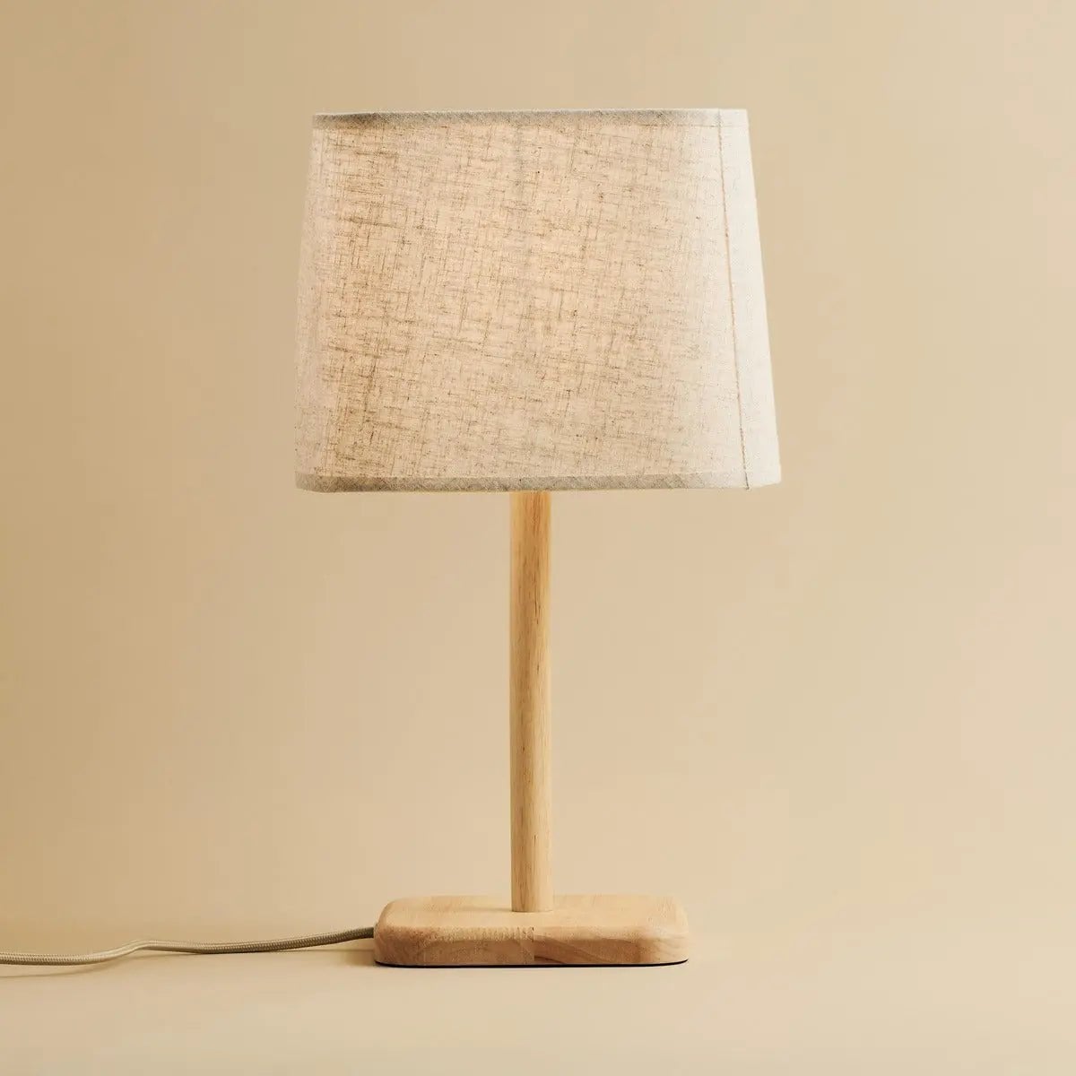 Marley Houten Lamp met Beige Kap | Stijlvolle en organische huisverlichting